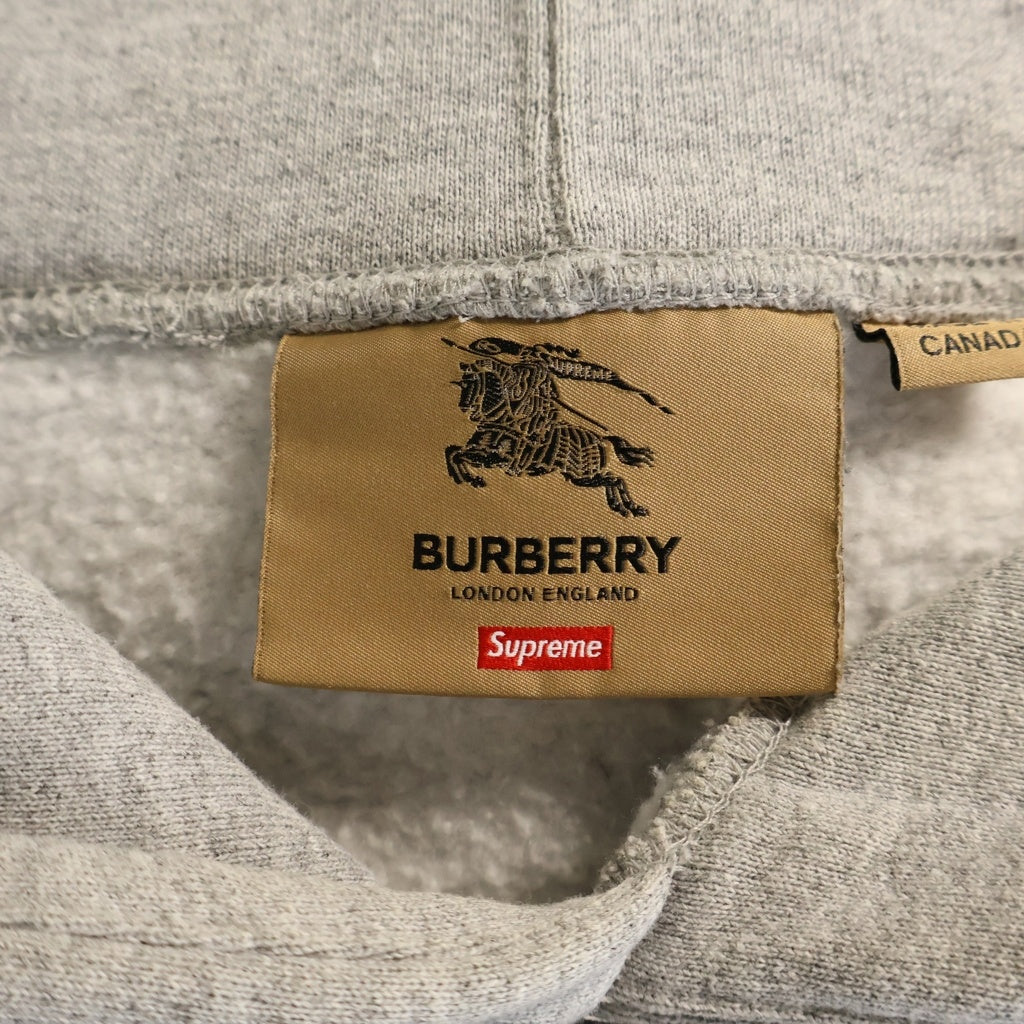 SUPREME(シュプリーム) 22SS×Burberry Box Logo Hooded Sweatshirt バーバリー ボックスロゴフーデッドスウェットプルオーバーパーカー グレー