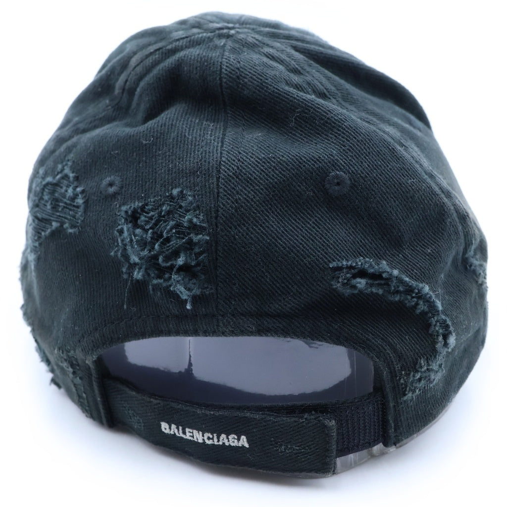 BALENCIAGA(バレンシアガ) 21SS RAMMSTEIN CAP ダメージ加工 ベースボールキャップ ブラック 670765 410B2