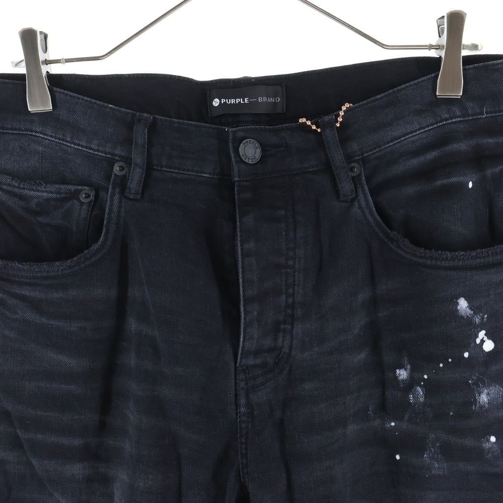 PURPLE BRAND(パープルブランド) SLIM FIT LOW RISE SKINYY ペイント加工 ローライズ スキニージーンズ デニムパンツ ブラック NO.P001