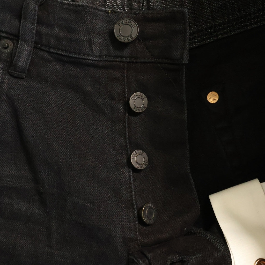 PURPLE BRAND(パープルブランド) SLIM FIT LOW RISE SKINYY ペイント加工 ローライズ スキニージーンズ デニムパンツ ブラック NO.P001