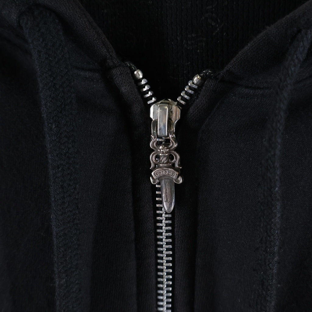 CHROME HEARTS(クロムハーツ) SWTSHIRT HD ZIP バックセメタリークロスプリント サーマル裏地ジップアップパーカー ブラック