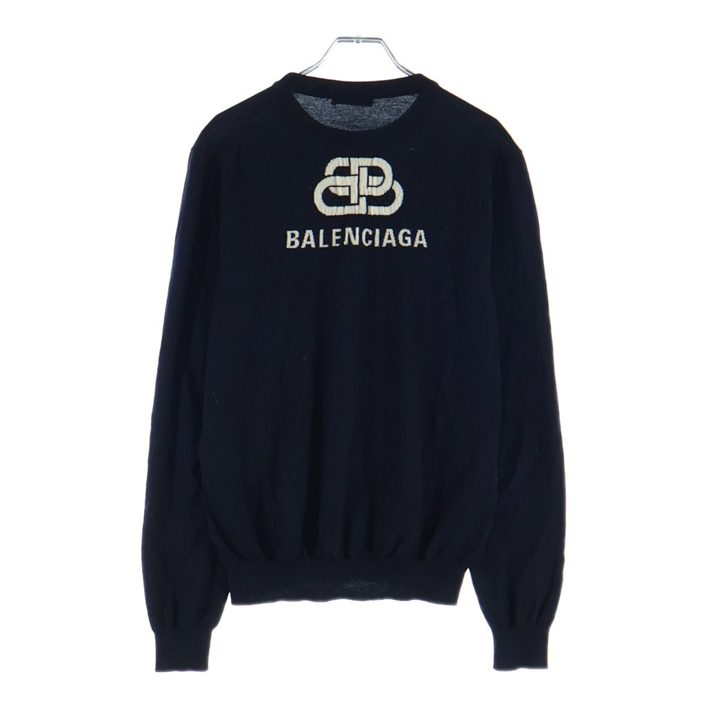 BALENCIAGA(バレンシアガ) 19AW BBロゴ クルーネックニットセーター ネイビー 583117 T1439