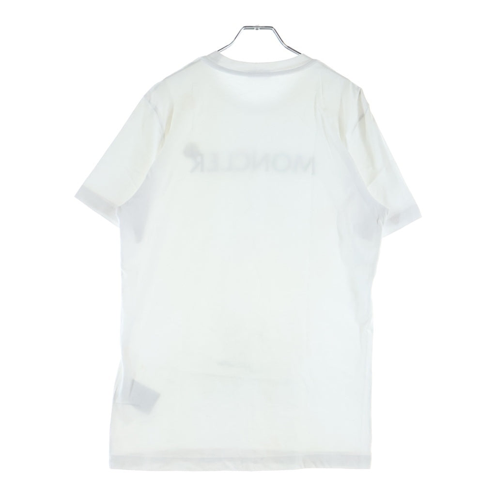 MONCLER(モンクレール) 23AW フロッキーロゴ刺繍 クルーネック半袖Tシャツ カットソー ホワイト I20918C00047 8390T