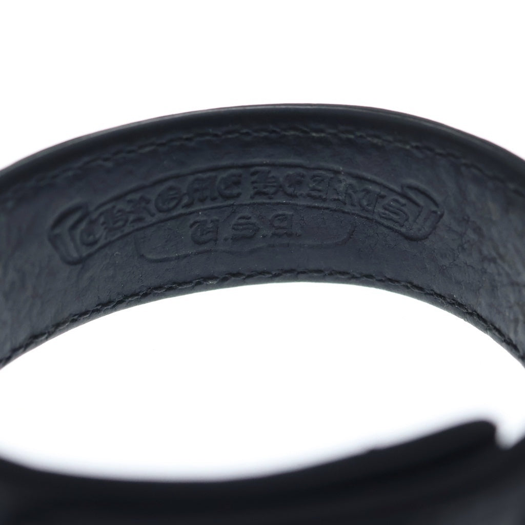 CHROME HEARTS(クロムハーツ) 3BTN 2SNP クロスボール 3ボタン2スナップ レザーブレスレット ブラック/シルバー BCA123