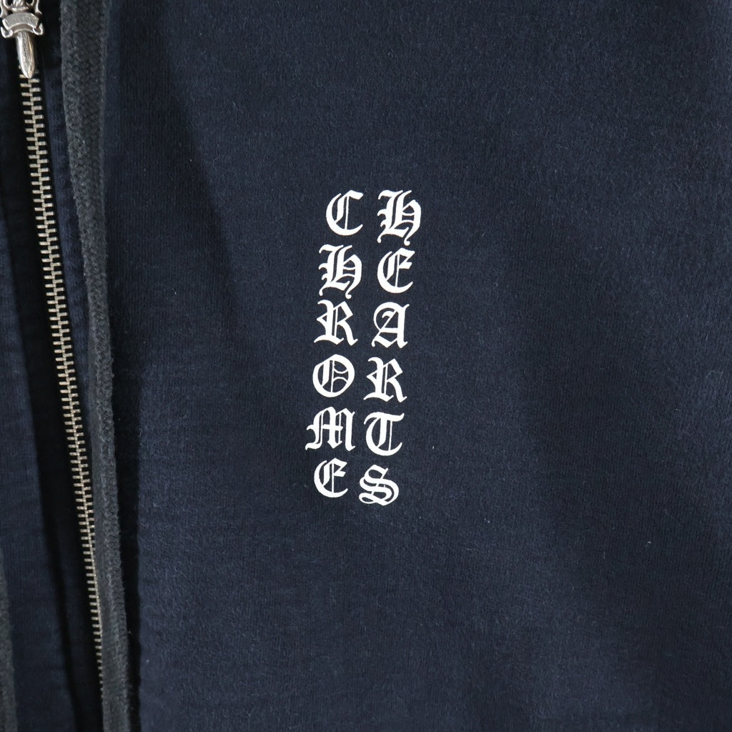 CHROME HEARTS(クロムハーツ) THERMAL SWTSHRT HD ZIP 裏地サーマル ロゴプリント ダガージップアップパーカー フーディー ブラック