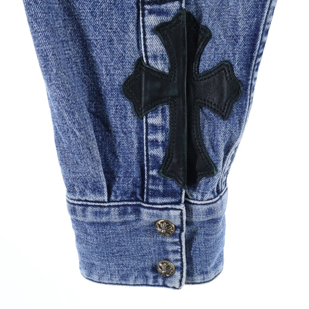 CHROME HEARTS(クロムハーツ) DENIM WESTERN 袖クロスパッチ デニム ウェスタンシャツ 長袖シャツ インディゴ