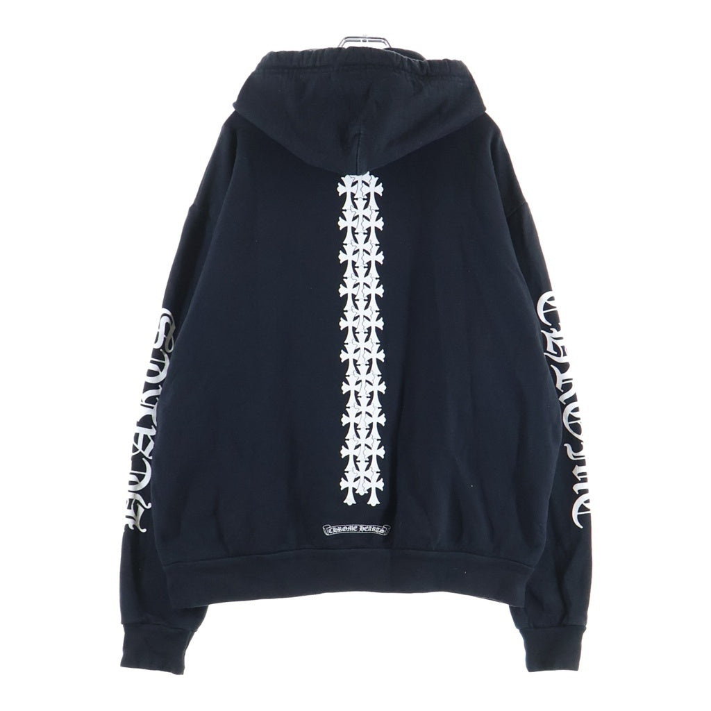 CHROME HEARTS(クロムハーツ) Cross Tire Track Pullover Hoodie バックセメタリークロス タイヤトラック プルオーバーフーディー パーカー ブラック