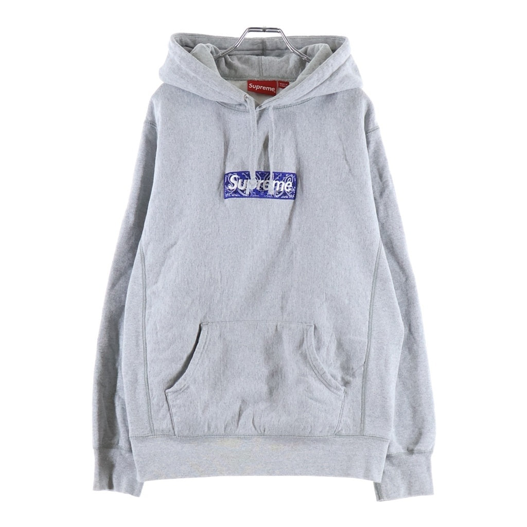 SUPREME(シュプリーム) 19AW Bandana Box Logo Hooded Sweatshirt バンダナ ボックスロゴ プルオーバーパーカー グレー