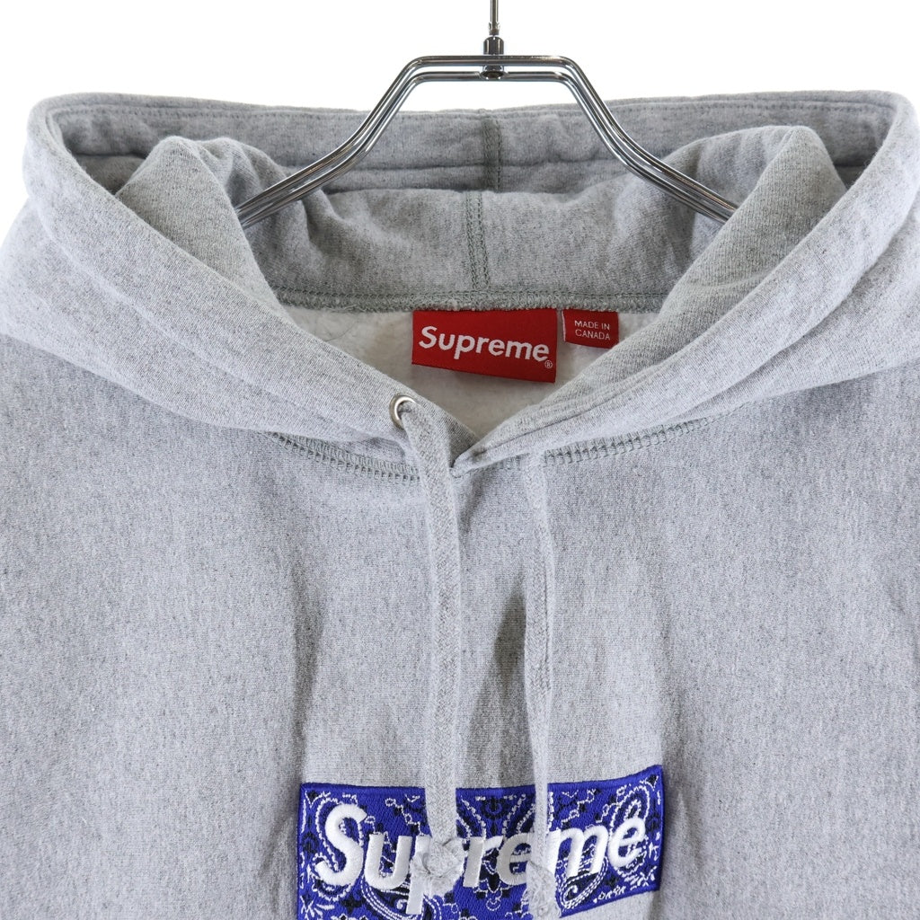 SUPREME(シュプリーム) 19AW Bandana Box Logo Hooded Sweatshirt バンダナ ボックスロゴ プルオーバーパーカー グレー