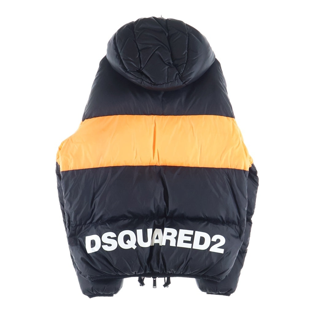 DSQUARED2(ディースクエアード) 19AW Nylon Hooded Puffer ナイロン ダウンジャケット ツートーン バックロゴ ブラック/オレンジ S74AM0960 S52119