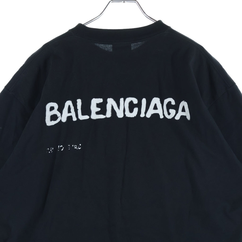 BALENCIAGA(バレンシアガ) Hand Drawn T-SHIRT ハンドドローイング 半袖Tシャツ カットソー 両面ロゴプリント ブラック 641675 TOVO5