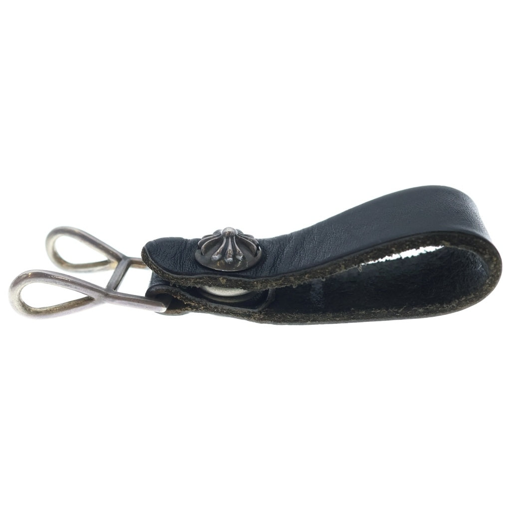 CHROME HEARTS(クロムハーツ) BELT LOOP クロスボールボタンレザーベルトループ シルバー/ブラック BCA397