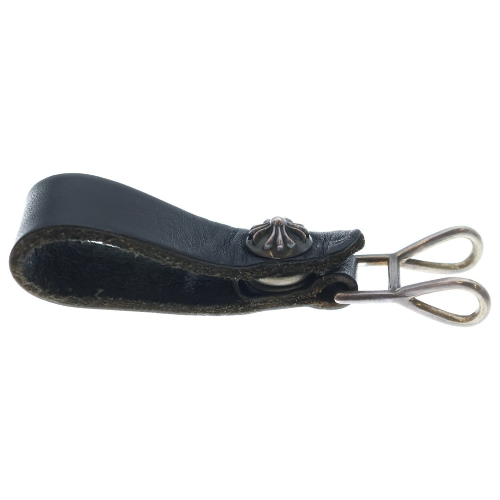 CHROME HEARTS(クロムハーツ) BELT LOOP クロスボールボタンレザーベルトループ シルバー/ブラック BCA397