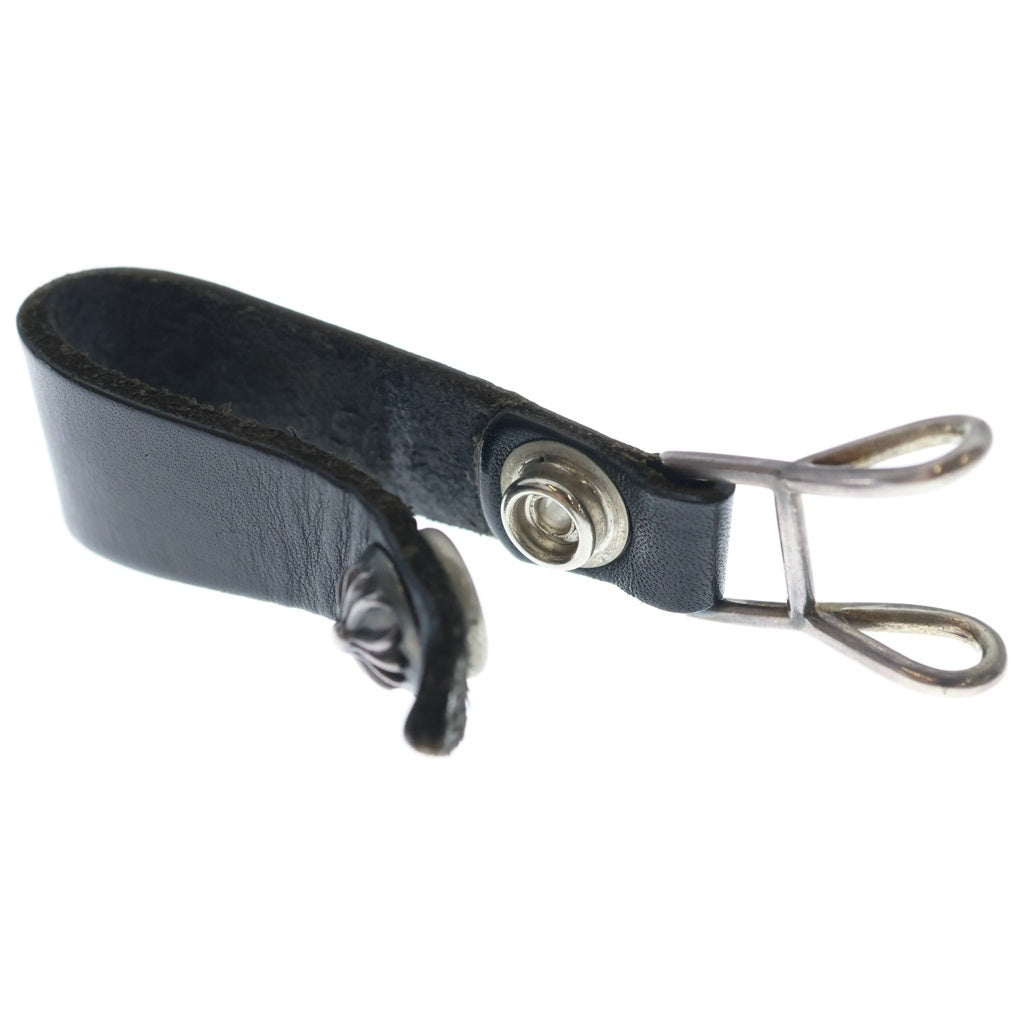 CHROME HEARTS(クロムハーツ) BELT LOOP クロスボールボタンレザーベルトループ シルバー/ブラック BCA397