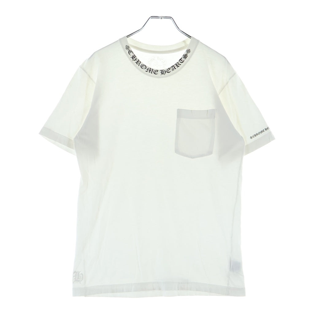 CHROME HEARTS(クロムハーツ) NECK LOGO S/S TEE ネックロゴプリント クルーネック半袖Tシャツ カットソー ホワイト