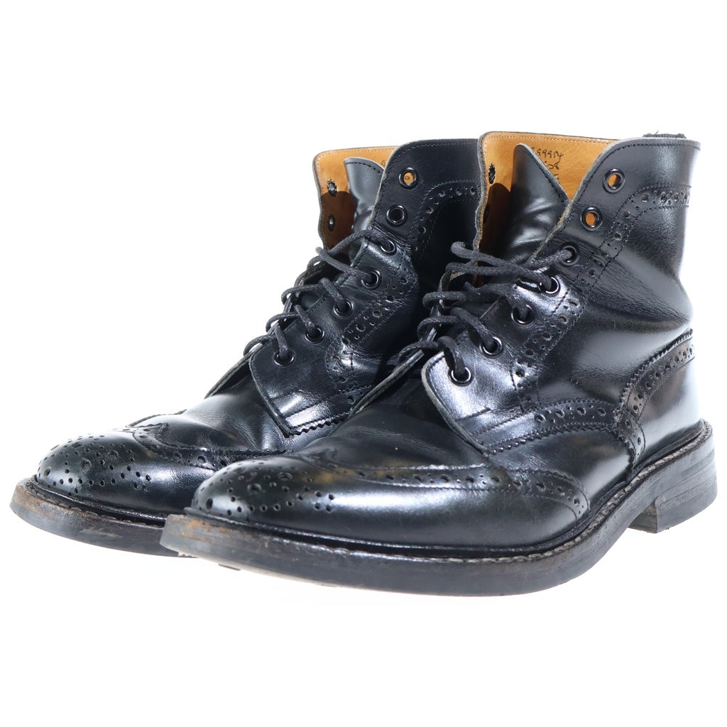 Tricker's(トリッカーズ) MALTON COMMANDO SOLE マルトン コマンドソール ウイングチップ レースアップ レザー カントリーブーツ ブラック 3 7/8 M2508