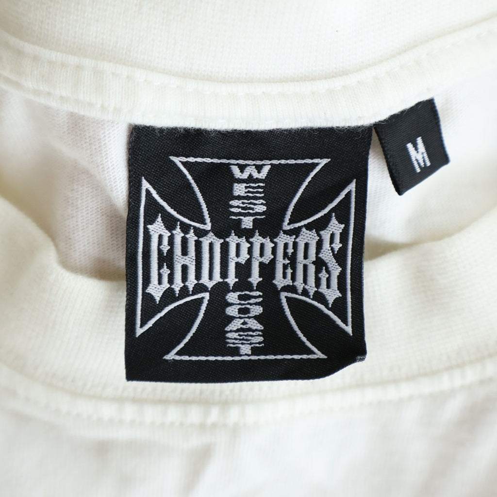 VINTAGE(ヴィンテージ) 90S WEST COAST CHOPPERS RED FLAME SKULL ウエストコーストチョッパーズ プリント長袖Tシャツカットソー ホワイト