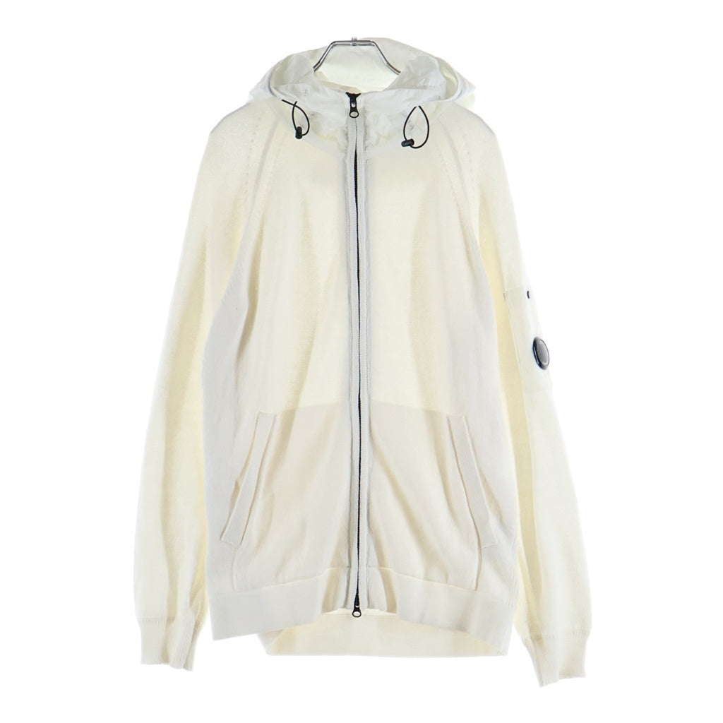C.P. Company(シーピーカンパニー) COTTON MIXED HOODED KNIT コットン ナイロン ミックス ジップアップジャケット ホワイト 16CMKN047A-005367M