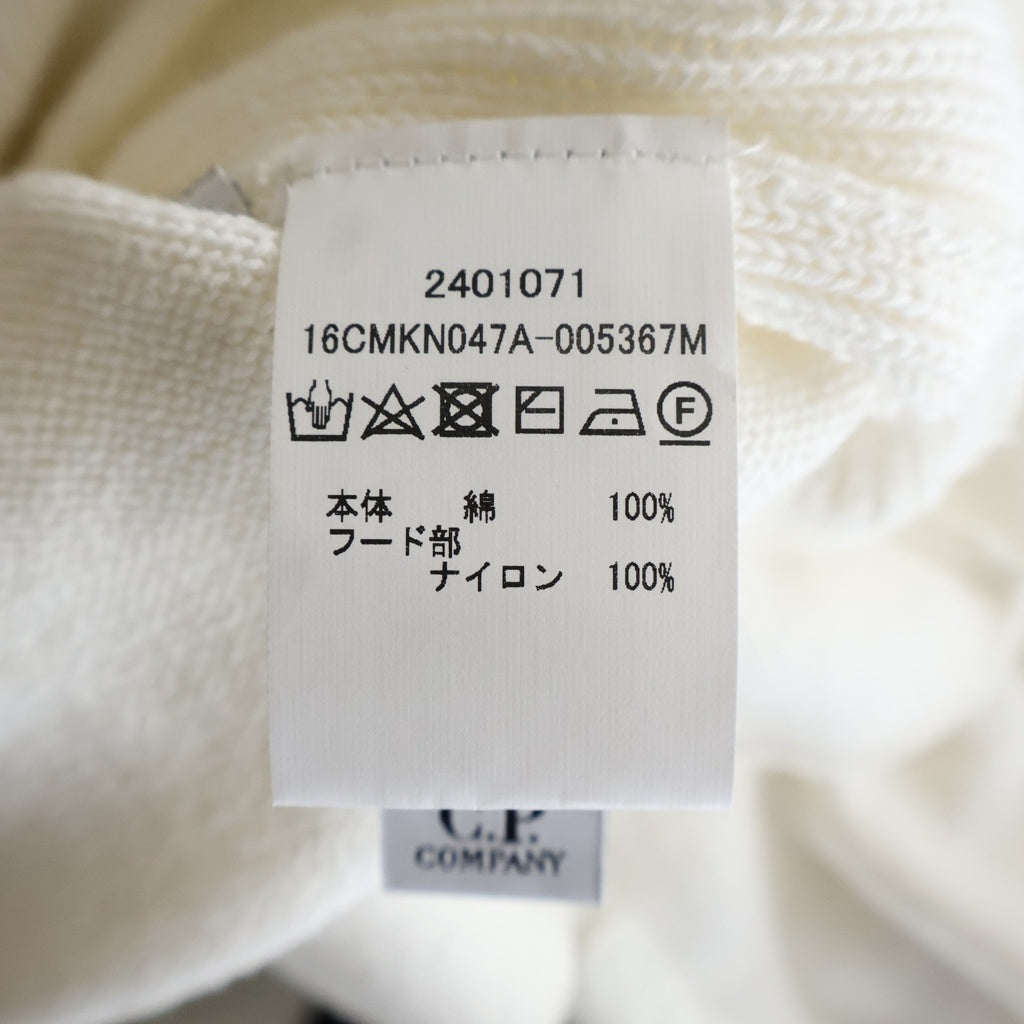 C.P. Company(シーピーカンパニー) COTTON MIXED HOODED KNIT コットン ナイロン ミックス ジップアップジャケット ホワイト 16CMKN047A-005367M