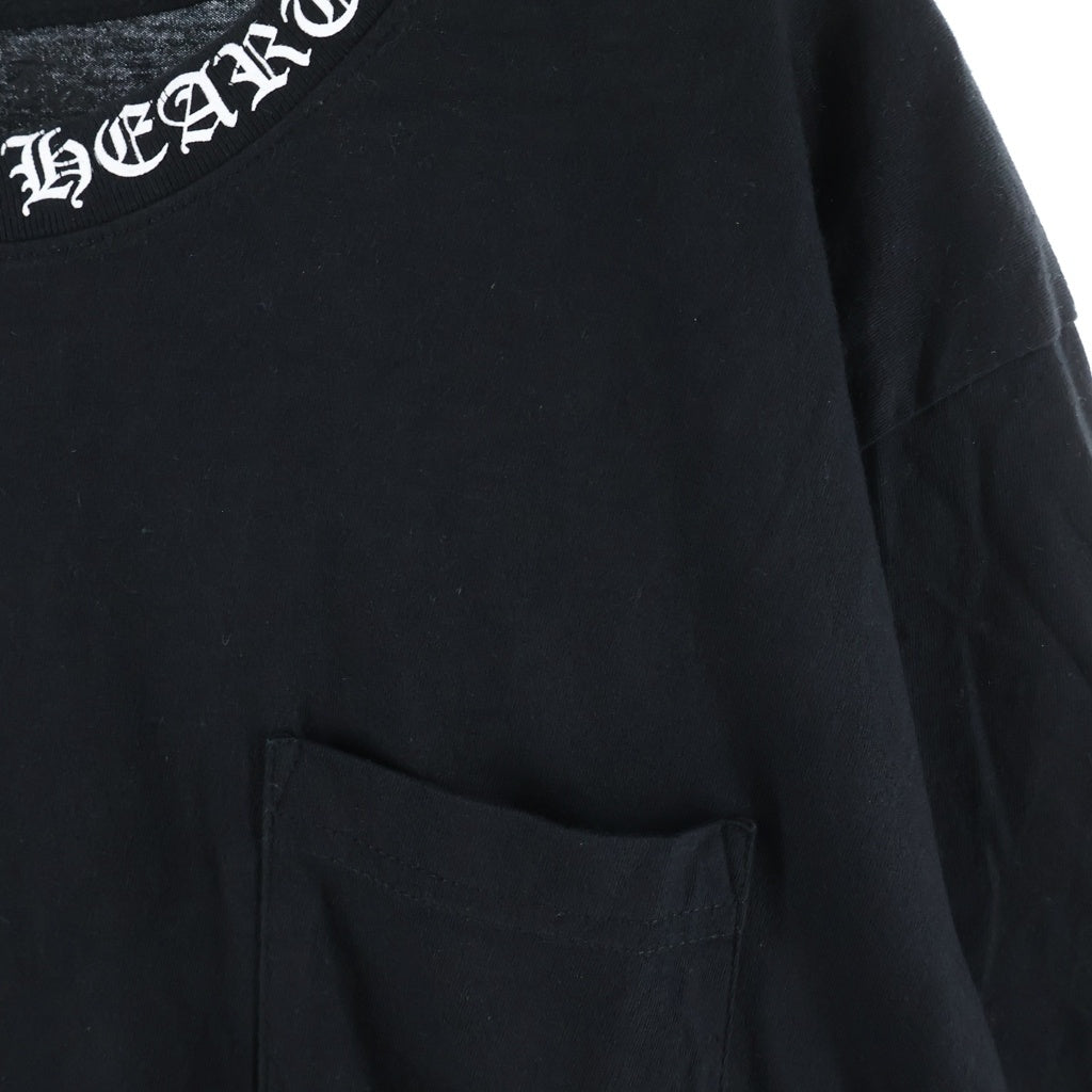 CHROME HEARTS(クロムハーツ) NECK LOGO S/S TEE ネックロゴプリント チェストポケット クルーネック半袖Tシャツ カットソー ブラック