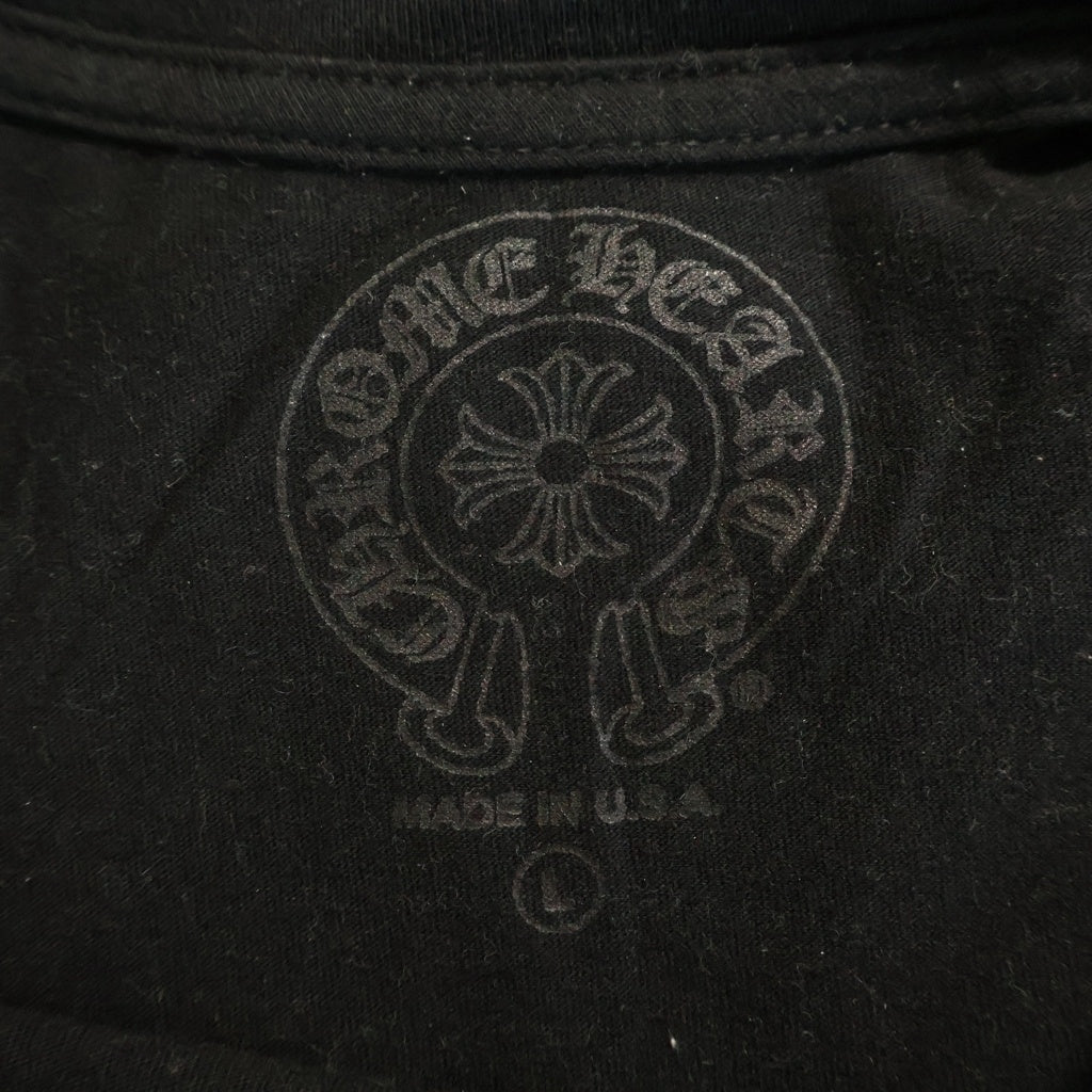 CHROME HEARTS(クロムハーツ) NECK LOGO S/S TEE ネックロゴプリント チェストポケット クルーネック半袖Tシャツ カットソー ブラック