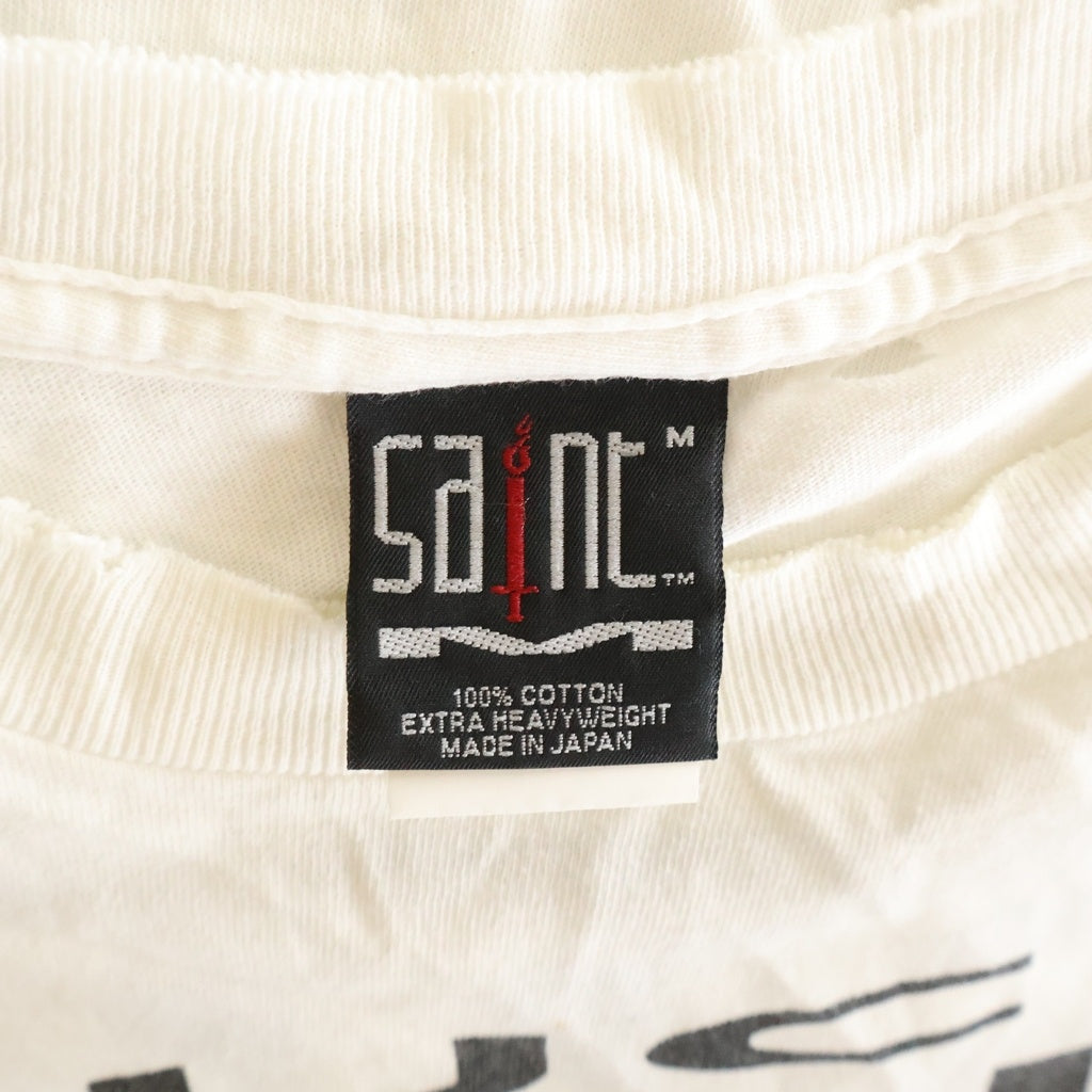 SAINT MICHAEL(セントマイケル) 25SS SAINT YOURSELF SS TEE ヴィンテージ加工 プリント クルーネック 半袖Tシャツ カットソー ホワイト SM-HR8-0000-020