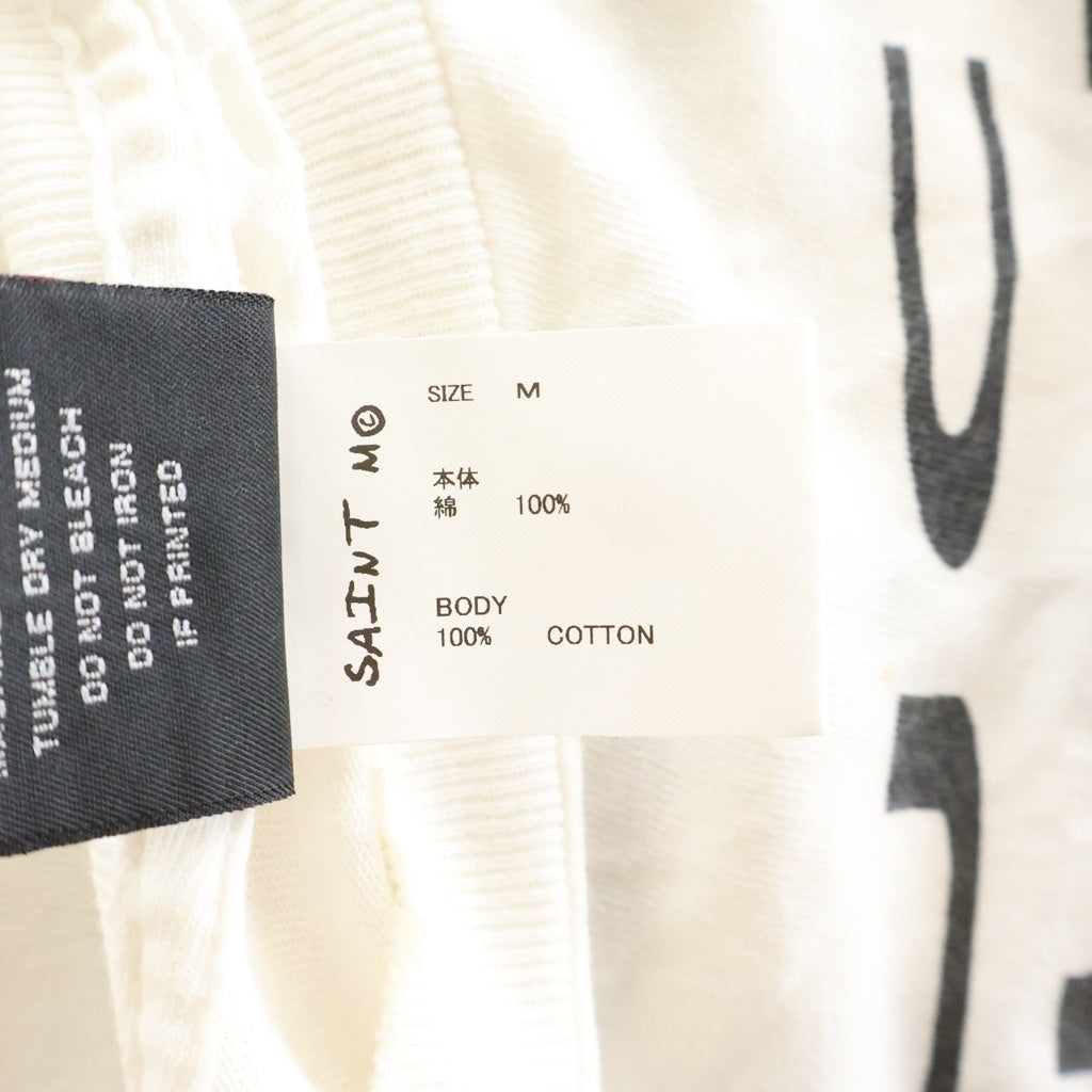 SAINT MICHAEL(セントマイケル) 25SS SAINT YOURSELF SS TEE ヴィンテージ加工 プリント クルーネック 半袖Tシャツ カットソー ホワイト SM-HR8-0000-020