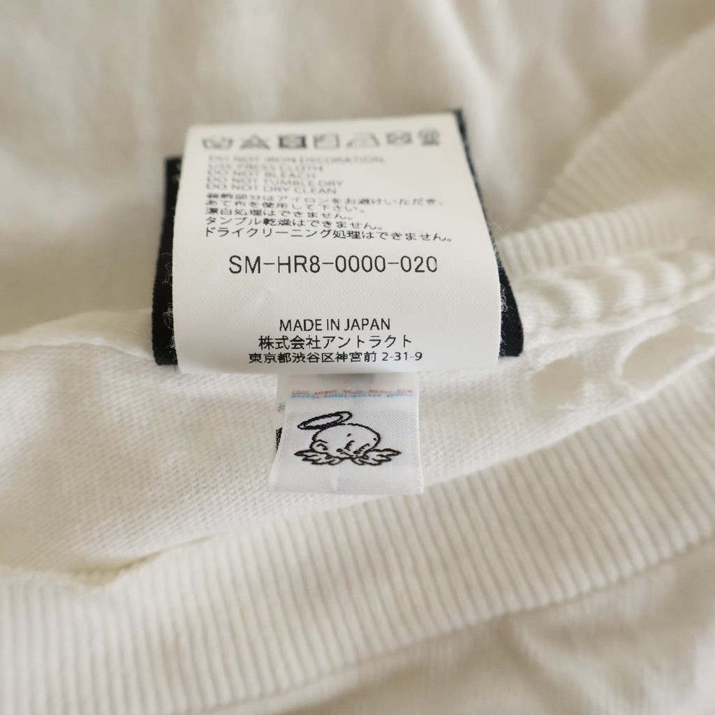 SAINT MICHAEL(セントマイケル) 25SS SAINT YOURSELF SS TEE ヴィンテージ加工 プリント クルーネック 半袖Tシャツ カットソー ホワイト SM-HR8-0000-020
