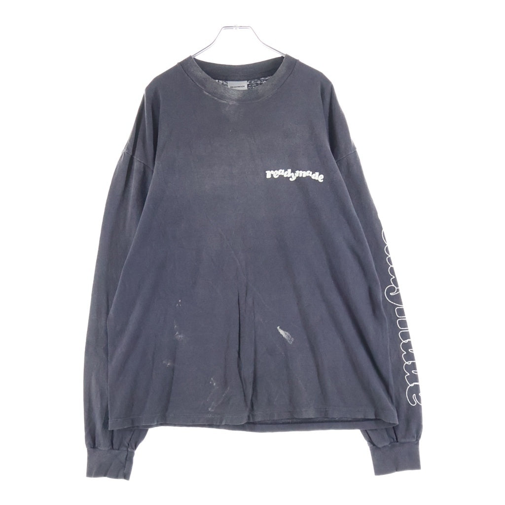 READY MADE(レディメイド) 24SS DESTRUCTION LS TEE ディストラクション 長袖カットソー 袖プリント 両面プリント ブラック RE-CO-BK-00-00-283