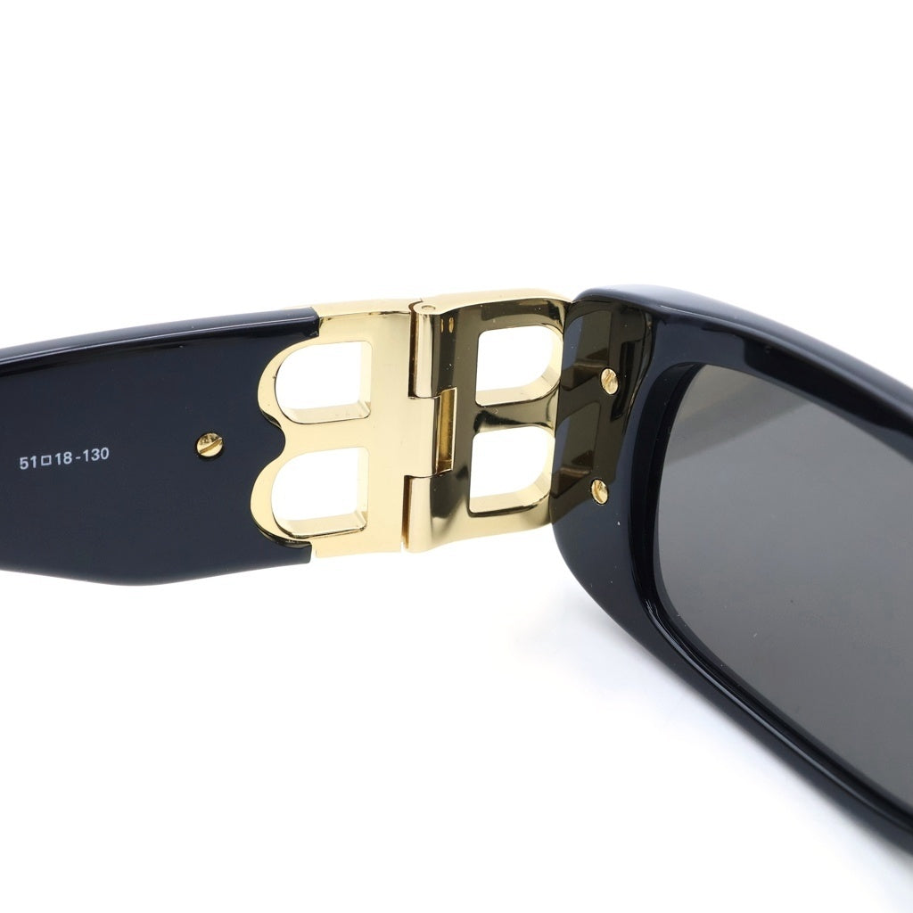 BALENCIAGA(バレンシアガ) DYNASTY RECTANGLE ダイナスティ レクタングル BBロゴ サングラス アイウェア ブラック/ゴールド BB0096S レディース