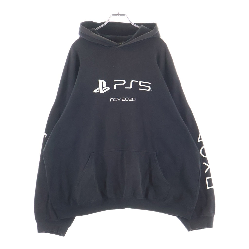 BALENCIAGA(バレンシアガ) 21AW Playstation Boxy Hoodie プレイステーション5 プリントオーバーサイズフーディ プルオーバーパーカー ブラック 651799 TKVF4