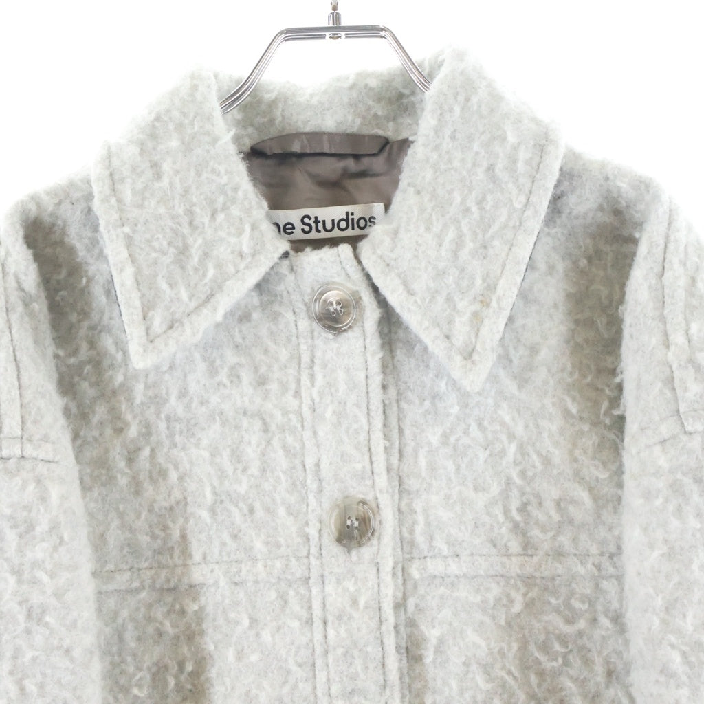 Acne Studios(アクネ ストゥディオズ) Pilled Wool-blend Overshirt ウール オーバーシャツジャケット レディース グレー FN-WN-OUTW000409