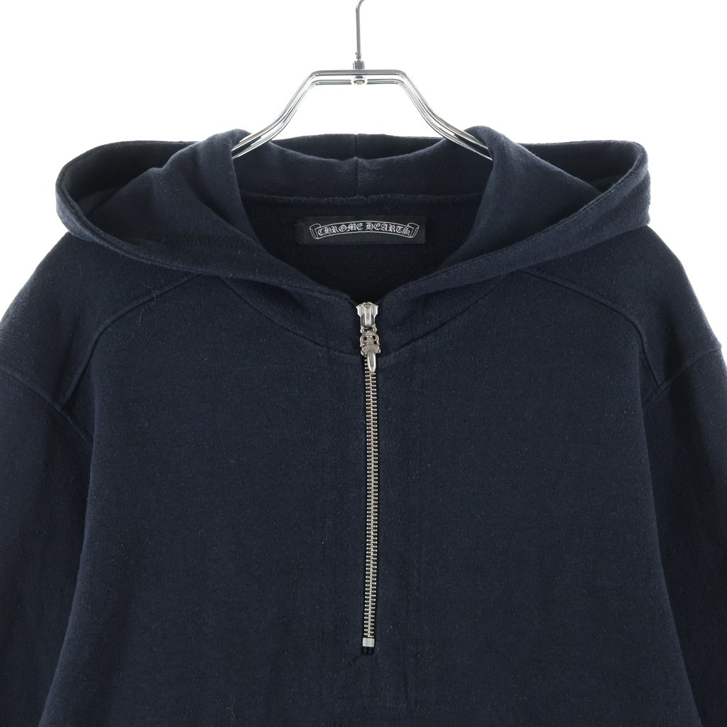 CHROME HEARTS(クロムハーツ) OLD 袖クロスパッチ付きハーフジップパーカー ブラック