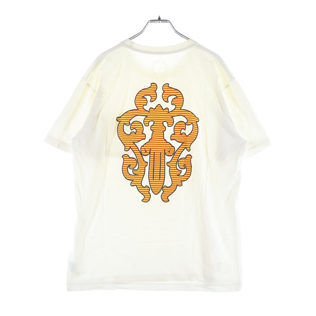 CHROME HEARTS(クロムハーツ) Striped Vne Dagger ストライプヴァインダガー プリント 半袖Tシャツカットソー ホワイト/オレンジ