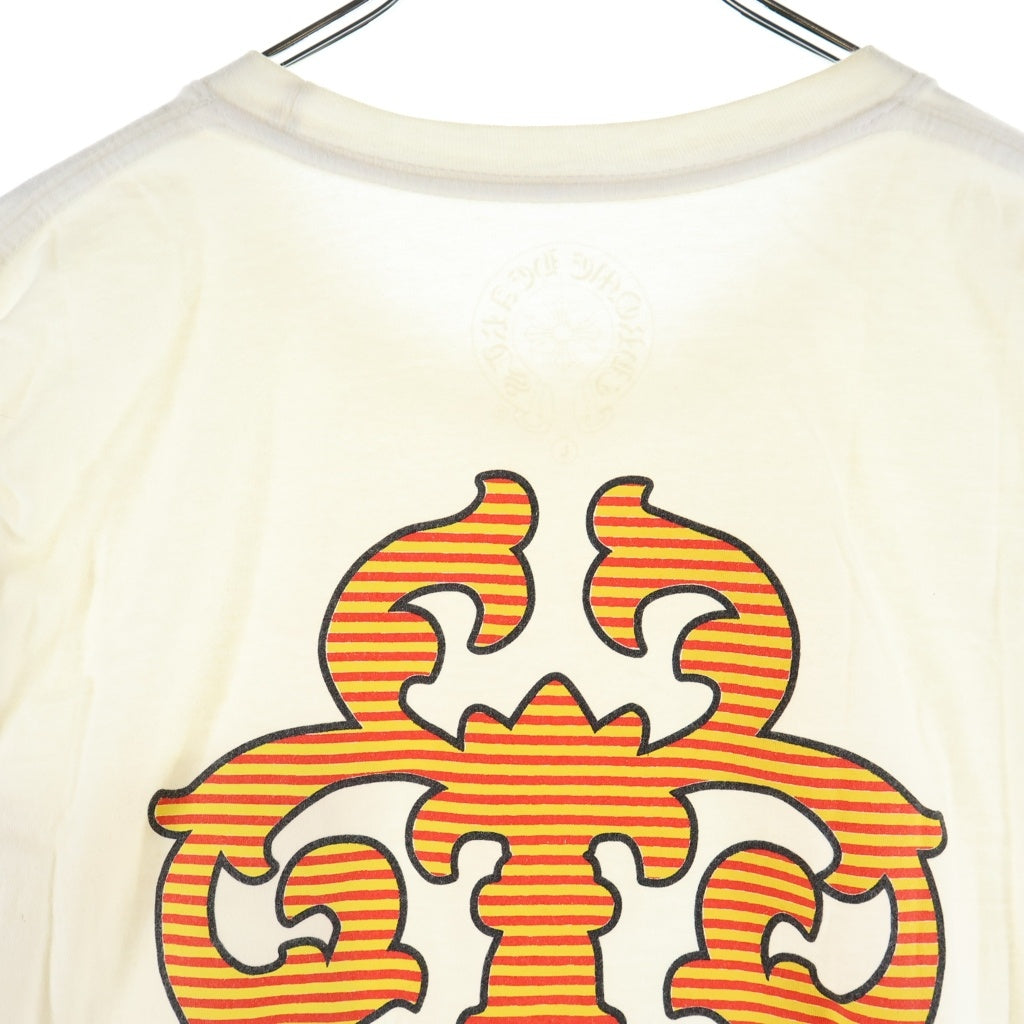 CHROME HEARTS(クロムハーツ) Striped Vne Dagger ストライプヴァインダガー プリント 半袖Tシャツカットソー ホワイト/オレンジ