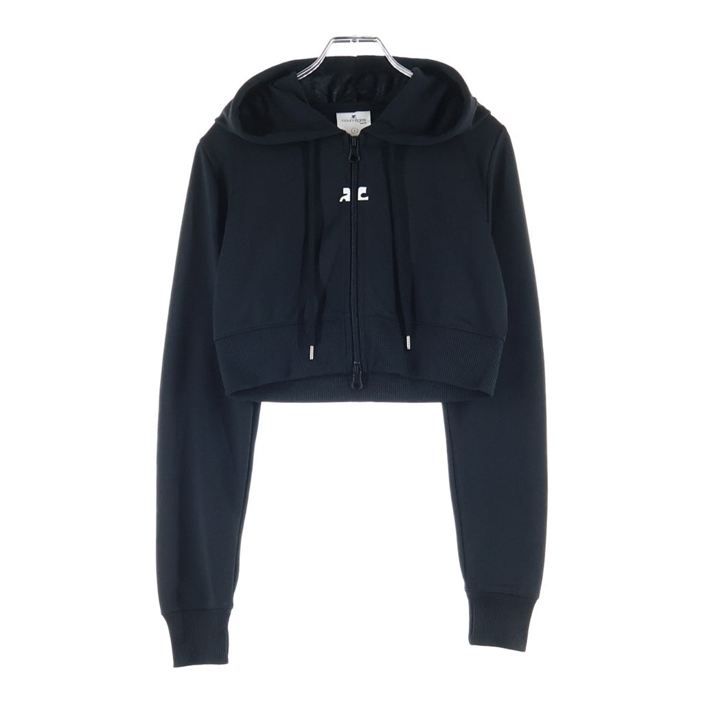 COURREGES(クレージュ) クロップド ジップアップパーカー レディース ブラック