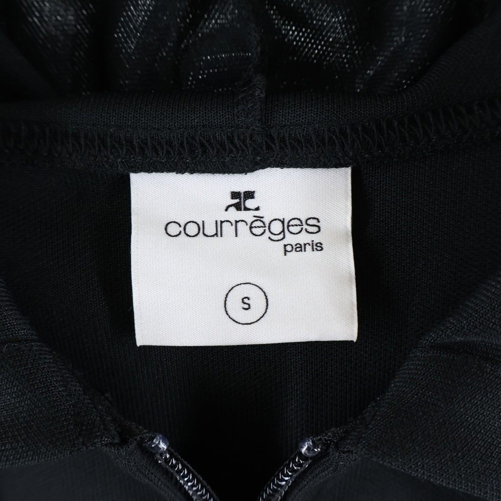 COURREGES(クレージュ) クロップド ジップアップパーカー レディース ブラック
