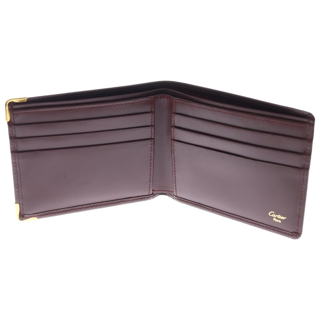 Cartier(カルティエ) マストライン 二つ折り財布 レザーウォレット ボルドー レディース