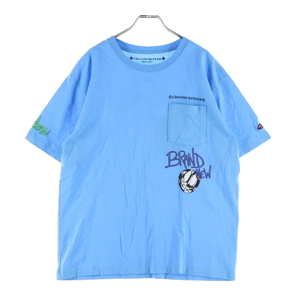 CHROME HEARTS(クロムハーツ) ×MATTY BOY BRAIN NEW マッティボーイ ブレインニュー チョンパー刺繍 グラフィックプリント 半袖Tシャツ カットソー ライトブルー