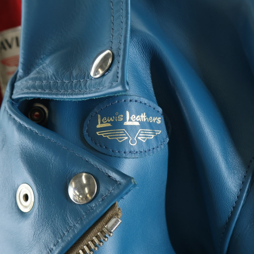 Lewis Leathers(ルイスレザー) CYCLON サイクロン タイトフィット ホース ダブルライダース ジャケット ライニング ターコイズブルー