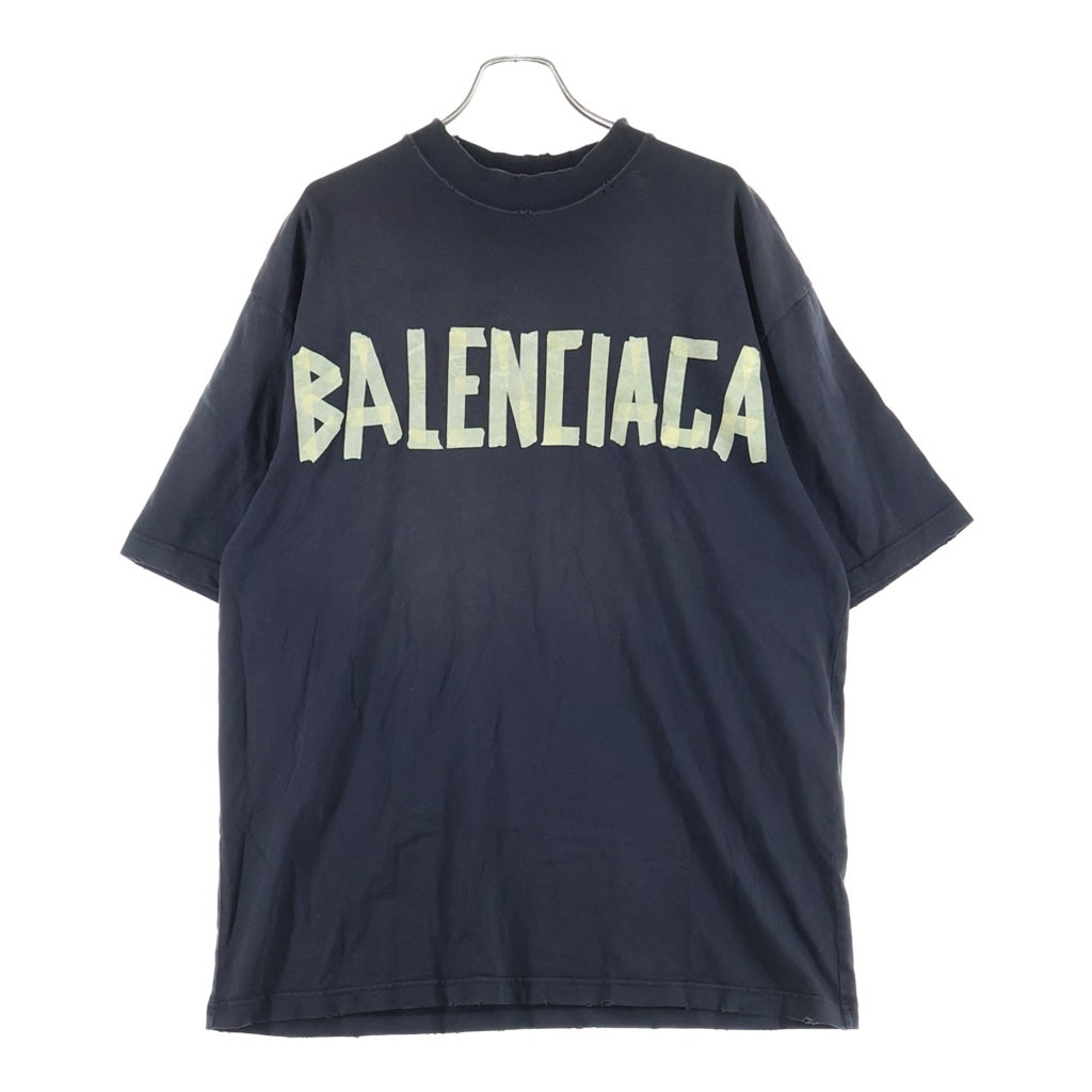 BALENCIAGA(バレンシアガ) 23AW TAPE TYPE OVERSIZED T-SHIRT テープタイプオーバーサイズ半袖Tシャツ カットソー ブラック 739784 TOVA9