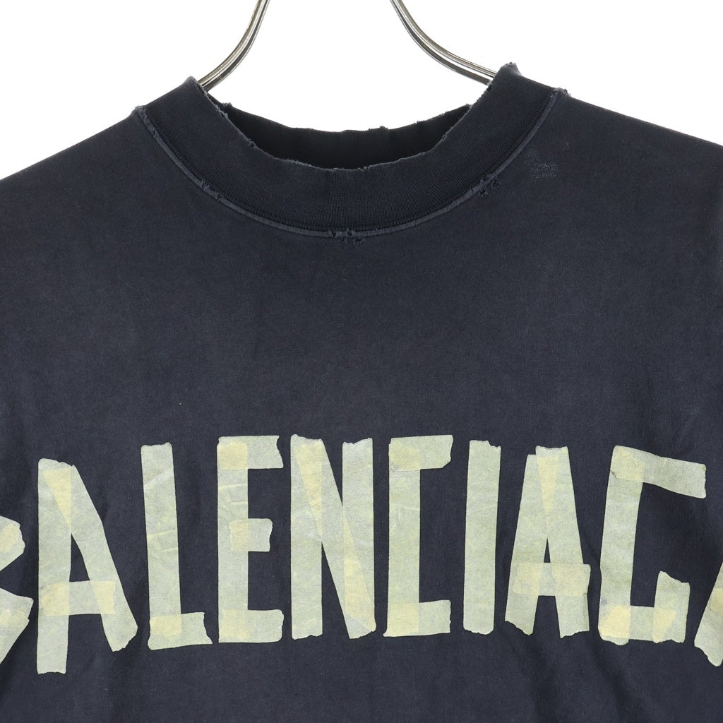 BALENCIAGA(バレンシアガ) 23AW TAPE TYPE OVERSIZED T-SHIRT テープタイプオーバーサイズ半袖Tシャツ カットソー ブラック 739784 TOVA9