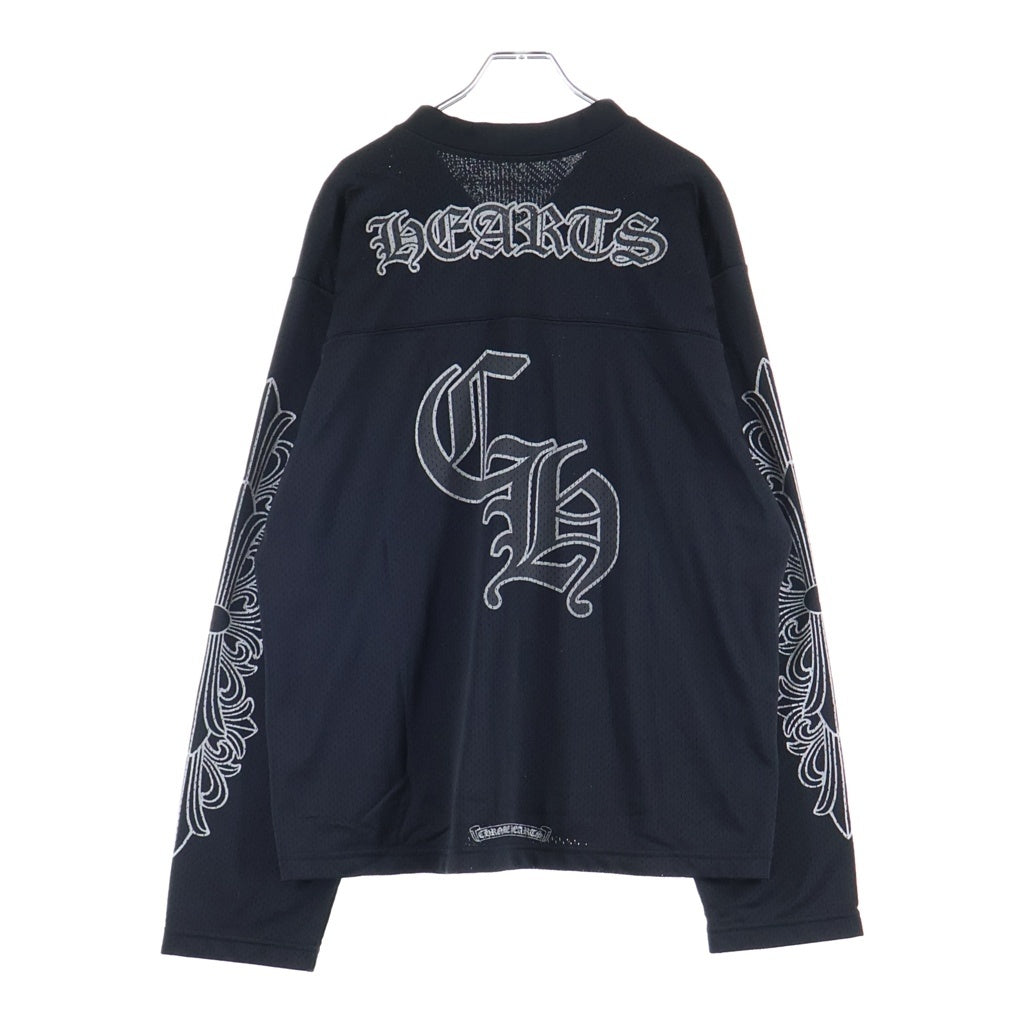 CHROME HEARTS(クロムハーツ) MESH WARM UP JERSEY メッシュワームアップジャージ ゲームシャツ 長袖Tシャツカットソー ロンT ブラック