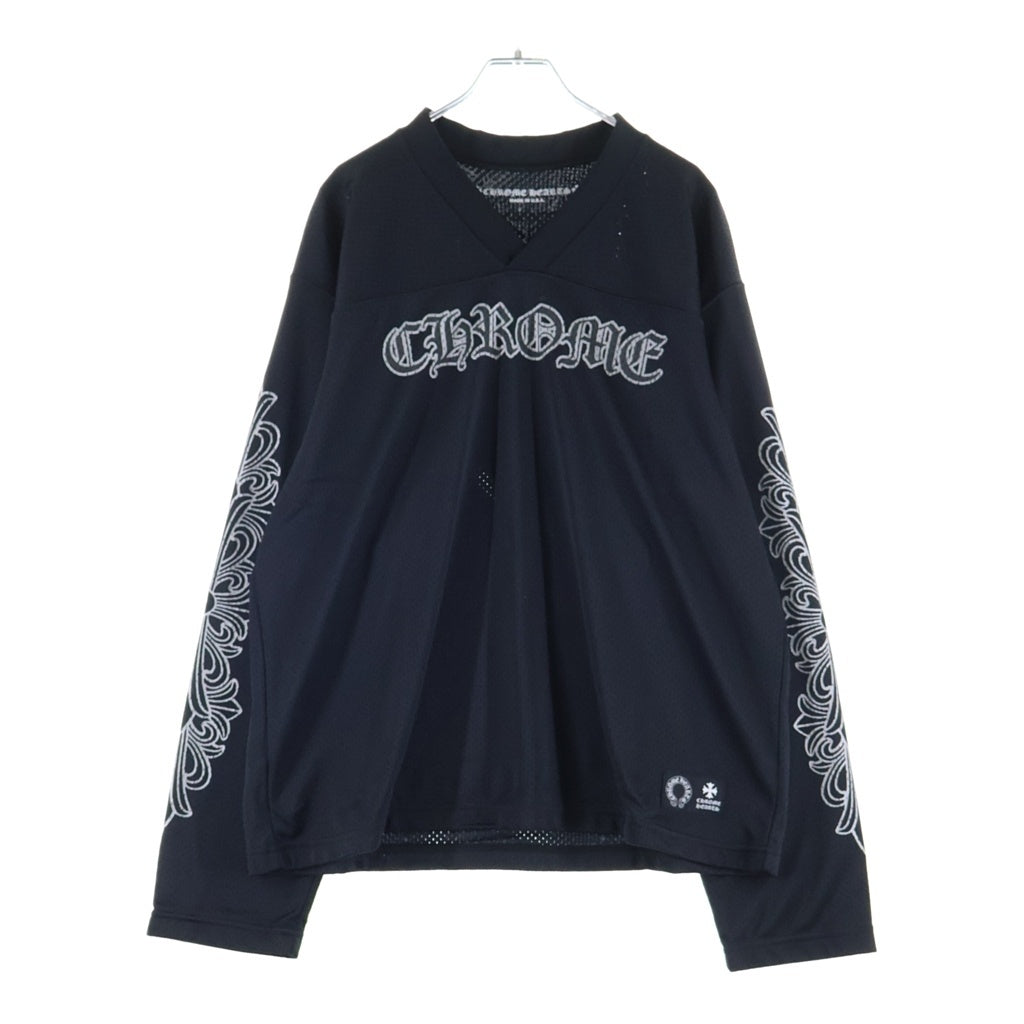 CHROME HEARTS(クロムハーツ) MESH WARM UP JERSEY メッシュワームアップジャージ ゲームシャツ 長袖Tシャツカットソー ロンT ブラック