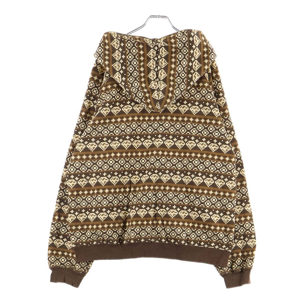 A BATHING APE(アベイシングエイプ) ノルディック柄 フルジップスウェットパーカー ブラウン/ベージュ