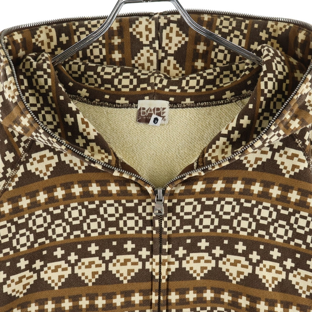 A BATHING APE(アベイシングエイプ) ノルディック柄 フルジップスウェットパーカー ブラウン/ベージュ