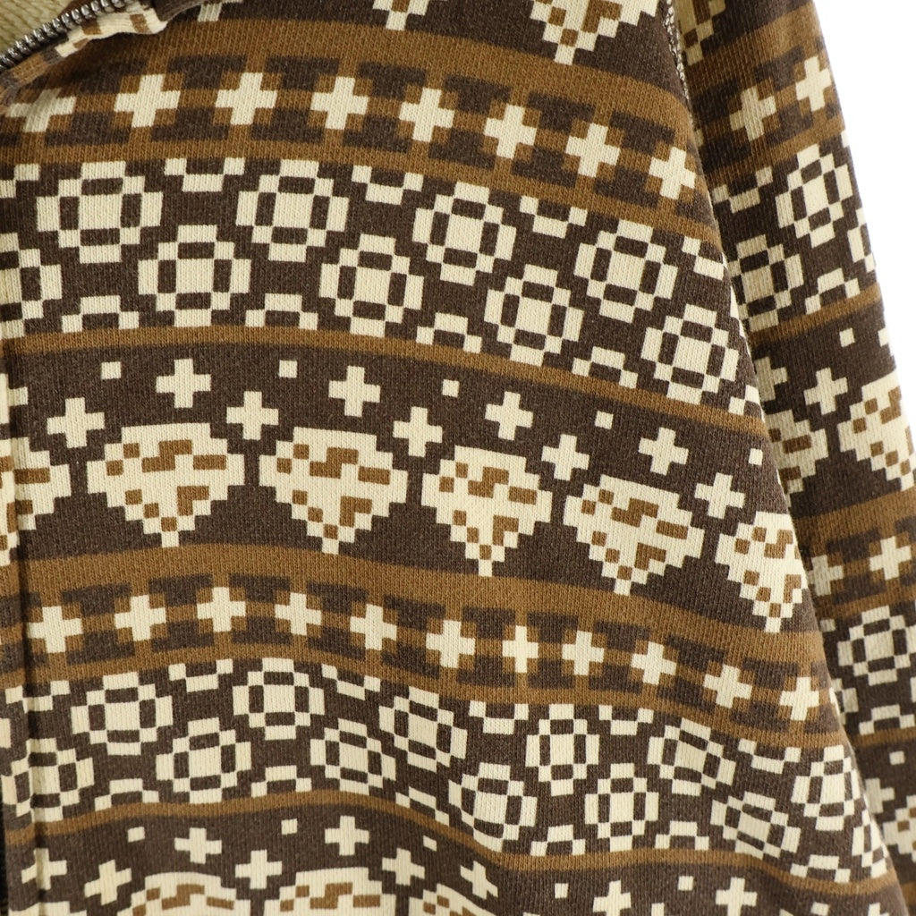 A BATHING APE(アベイシングエイプ) ノルディック柄 フルジップスウェットパーカー ブラウン/ベージュ