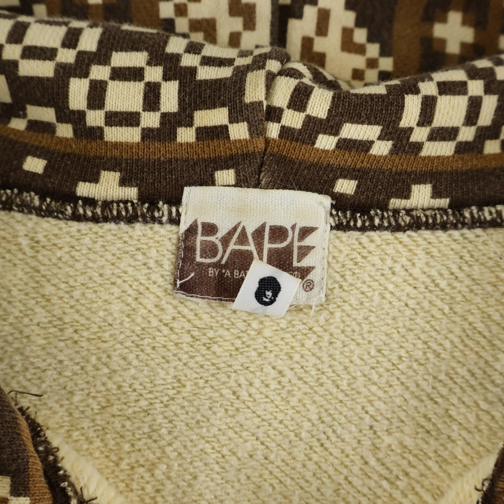 A BATHING APE(アベイシングエイプ) ノルディック柄 フルジップスウェットパーカー ブラウン/ベージュ