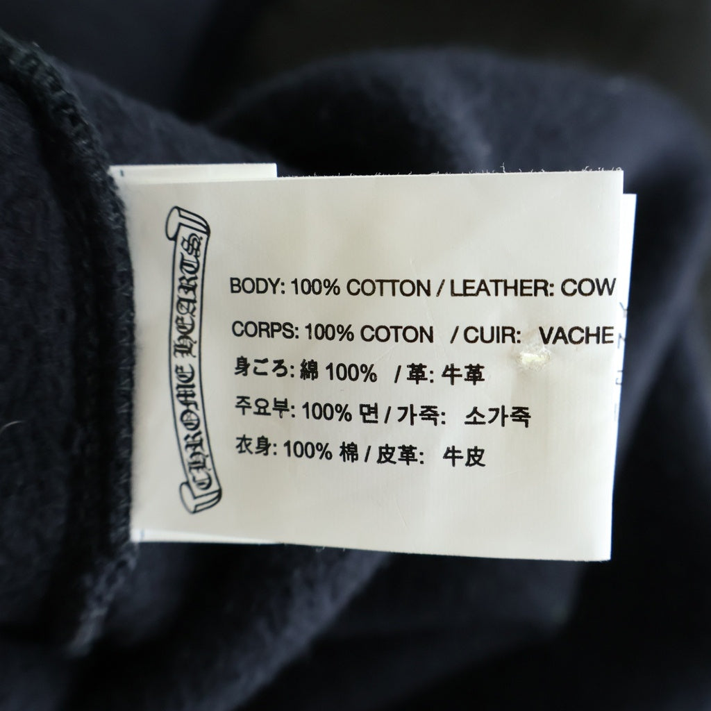 CHROME HEARTS(クロムハーツ) Y NOT CEMETERY CROSS LEATHER PATCH ワイノット セメタリークロス レザーパッチ クルーネック スウェットトレーナー ブラック