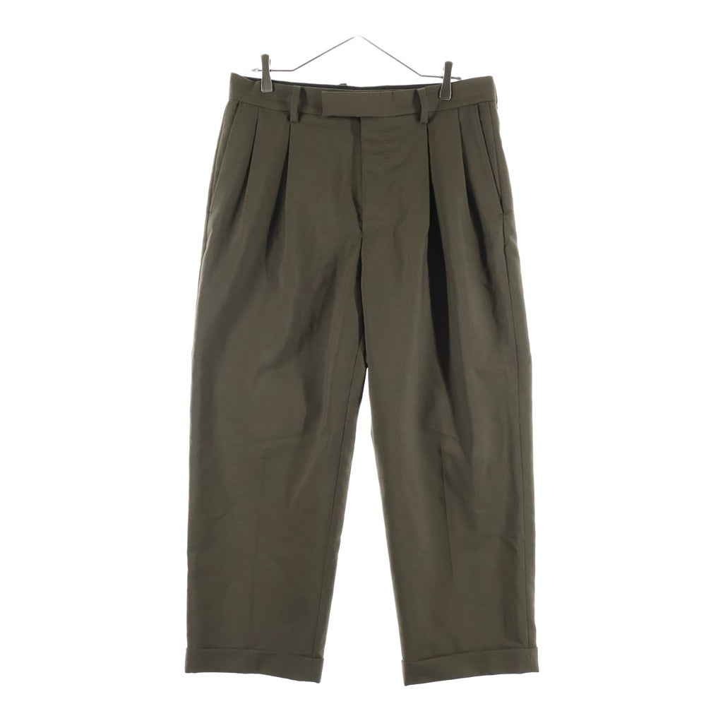 WACKO MARIA(ワコマリア) ×DORMEUIL PLEATED TROUSERS ドメールトラウザーズ ワンタックスラックス ウール モヘア カーキ
